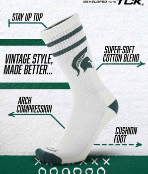 TCK socks Michigan State Spartans | Vintage | NCAA Mens and Womens Soft Cotton Sock