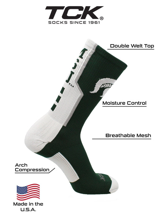 TCK socks Michigan State University Spartans Socks Perimeter Crew