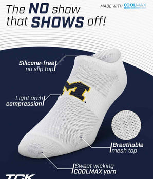 TCK socks Michigan Wolverines / One Size TCK Michigan Wolverines No Show Liner Socks (3-Pack)