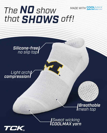 TCK socks Michigan Wolverines / One Size TCK Michigan Wolverines No Show Liner Socks (3-Pack)