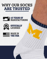 TCK socks Michigan Wolverines Quarter Socks - Made in USA