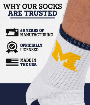 TCK socks Michigan Wolverines Quarter Socks - Made in USA