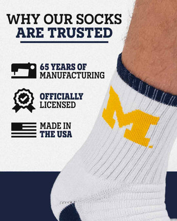 TCK socks Michigan Wolverines Quarter Socks - Made in USA