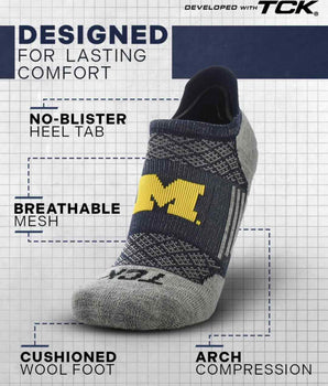 TCK socks Michigan Wolverines Tour No Show Tab Socks - Made in USA
