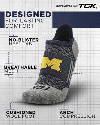 TCK socks Michigan Wolverines Tour No Show Tab Socks - Made in USA