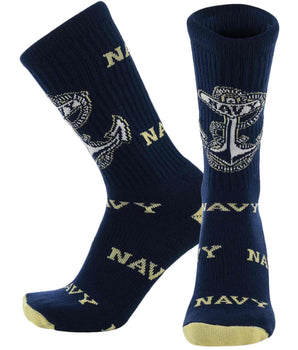 TCK socks Midshipmen Navy/Vegas Gold / Large Navy Midshipmen Mayhem Crew Socks (Made in USA)