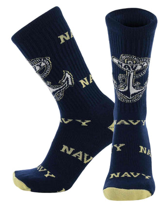 TCK socks Midshipmen Navy/Vegas Gold / Large Navy Midshipmen Mayhem Crew Socks (Made in USA)
