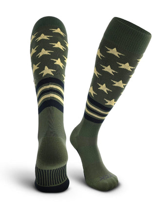 TCK socks Military Green/Vegas Gold/Black / Small TCK Freedom Dugout Stars and Stripes OTC Baseball & Softball Socks - USA Made
