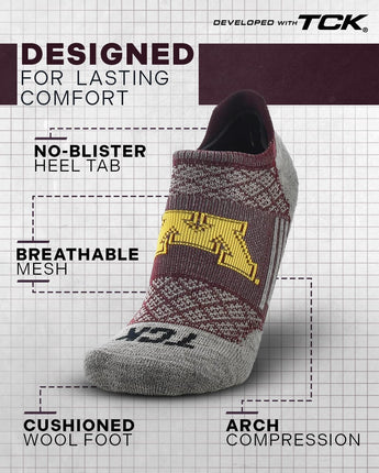 TCK socks Minnesota Golden Gophers Tour No Show Tab Socks - Made in USA