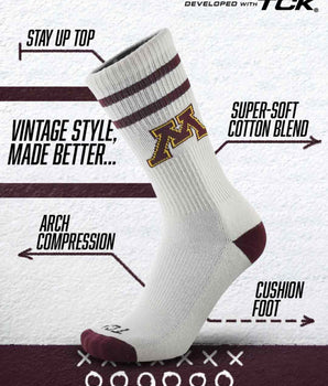 TCK socks Minnesota Golden Gophers | Vintage | NCAA Mens and Womens Soft Cotton Sock