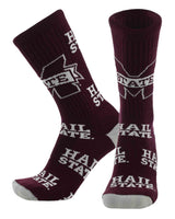 TCK socks Miss. St. Maroon/Grey / Large Mississippi State Bulldogs Mayhem Crew Socks (Made in USA)