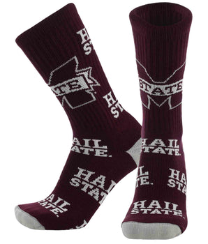 TCK socks Miss. St. Maroon/Grey / Large Mississippi State Bulldogs Mayhem Crew Socks (Made in USA)