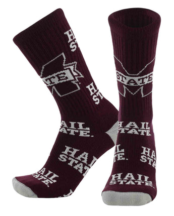 TCK socks Miss. St. Maroon/Grey / Large Mississippi State Bulldogs Mayhem Crew Socks (Made in USA)