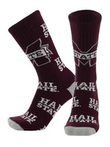 TCK socks Miss. St. Maroon/Grey / Large Mississippi State Bulldogs Mayhem Crew Socks (Made in USA)