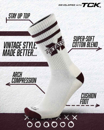 TCK socks Mississippi St. Bulldogs / Large Mississippi St. Bulldogs | Vintage | NCAA Mens and Womens Soft Cotton Sock