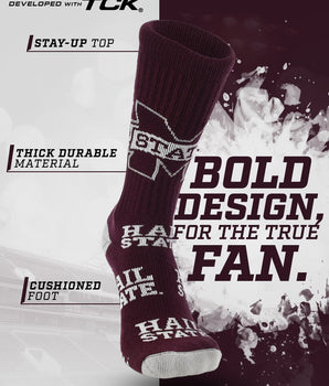 Mississippi State Bulldogs Mayhem Crew Socks (Made in USA)