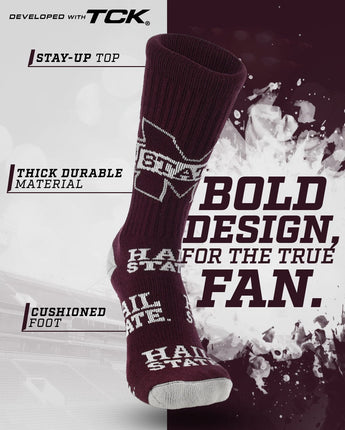 Mississippi State Bulldogs Mayhem Crew Socks (Made in USA)