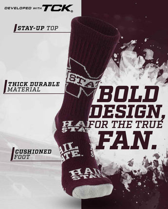 TCK socks Mississippi State Bulldogs Mayhem Crew Socks (Made in USA)