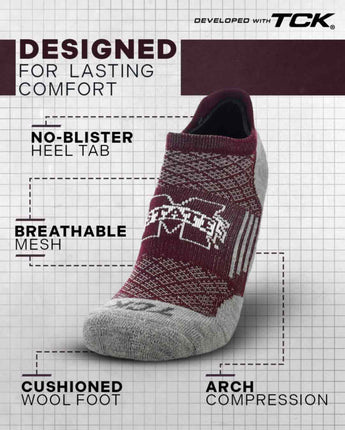 Mississippi State Bulldogs No Show Tour Socks - Made in USA