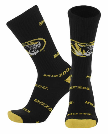 TCK socks Missouri Black/Gold / Large Missouri Tigers Mayhem Crew Socks (Made in USA)