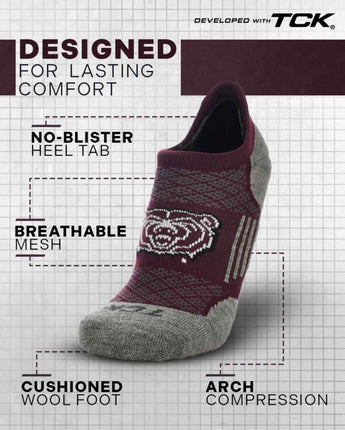 TCK socks Missouri State Bears Tour No Show Tab Socks - Made in USA