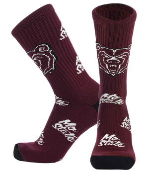 TCK socks Missouri State Maroon/White / Large Missouri State Bears Mayhem Crew Socks (Made in USA)