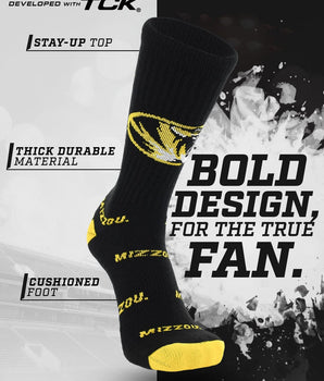 Missouri Tigers Mayhem Crew Socks (Made in USA)