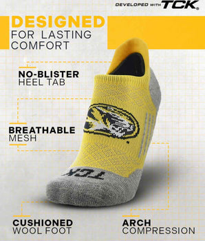 TCK socks Missouri Tigers Tour No Show Tab Socks - Made in USA