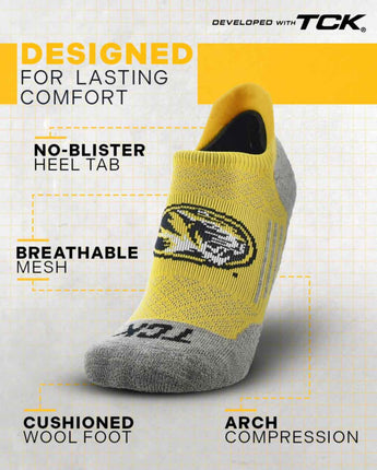 TCK socks Missouri Tigers Tour No Show Tab Socks - Made in USA