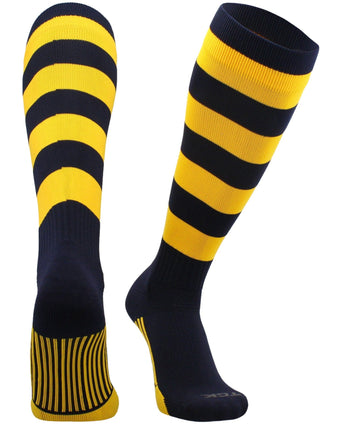 TCK socks Navy/Gold / Large Hoop Striped Rugby Socks