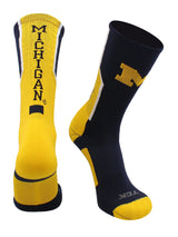 TCK socks Navy/Gold/White / Large University of Michigan Wolverines Socks Perimeter Crew