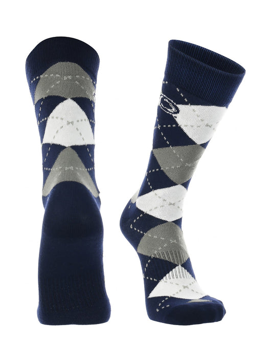 TCK socks Navy/Grey/White / Large Penn State Nittany Lions Argyle Dress Socks NCAA Fanwear Crew Length