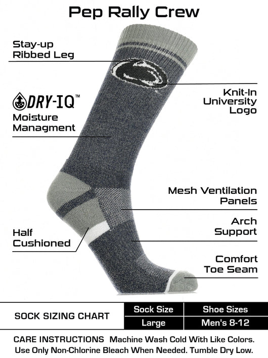 TCK socks Navy/Grey/White / Large Penn State Nittany Lions  Socks Victory Parade Crew Length