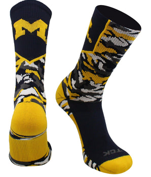TCK socks Navy/Maize/White / Large Michigan Wolverines Camo Crew Socks