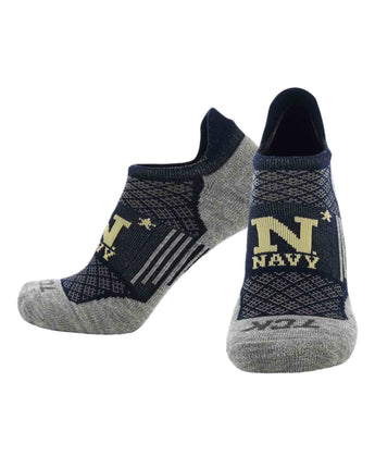 Navy Midshipmen No Show Tour Socks - Made in USA