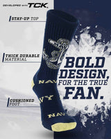 TCK socks Navy Midshipmen Mayhem Crew Socks (Made in USA)