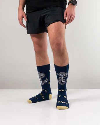 TCK socks Navy Midshipmen Mayhem Crew Socks (Made in USA)