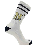 NCAA Vintage College Striped Socks - Navy Midshipmen (Large)
