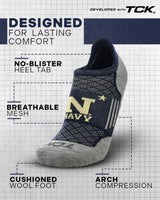 Navy Midshipmen No Show Tour Socks - Made in USA