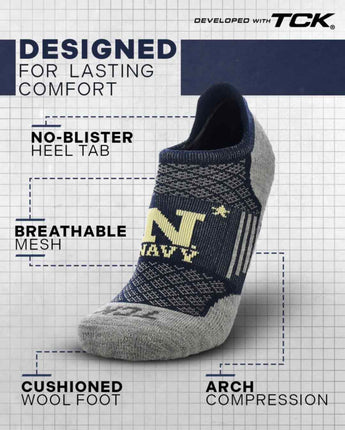 Navy Midshipmen No Show Tour Socks - Made in USA