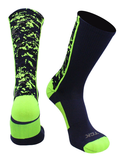 TCK socks Navy/Neon Green / X-Large Digital Camo Crew Socks