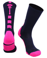 TCK socks Navy/Neon Pink / Large Midline Lacrosse Logo Crew Socks