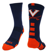 TCK socks Navy/Orange / Large Virginia Cavaliers Baseline Crew USA Made