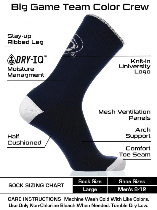 TCK socks Navy/White / Large Penn State Nittany Lions  Socks Campus Legend Crew Length