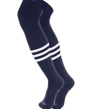TCK socks Navy/White / X-Large Dugout Striped Over the Knee Baseball Socks Pattern B