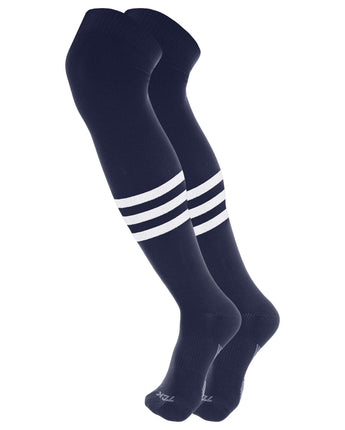 TCK socks Navy/White / X-Large Dugout Striped Over the Knee Baseball Socks Pattern B