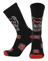 TCK socks NC State Black/Scarlet/White / Large NC State Wolfpack Mayhem Crew Socks (Made in USA)