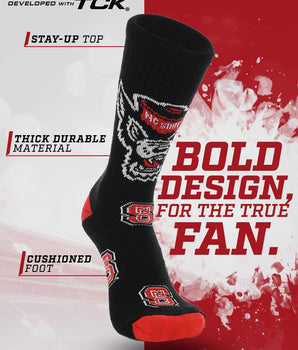 NC State Wolfpack Mayhem Crew Socks (Made in USA)