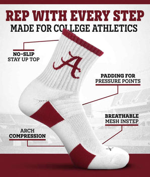 TCK Alabama Crimson Tide Quarter Socks - Made in USA