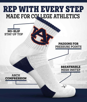 TCK Auburn Tigers Quarter Socks - Made in USA